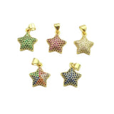 Star Shape CZ Pendant, Colorful Charm Necklace Component