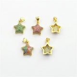 Star Shape CZ Pendant, Colorful Charm Necklace Component