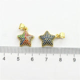 Star Shape CZ Pendant, Colorful Charm Necklace Component