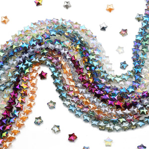 13mm 50Pcs Star Crystal Glass Beads AB Colour Plated for Jewelry Making