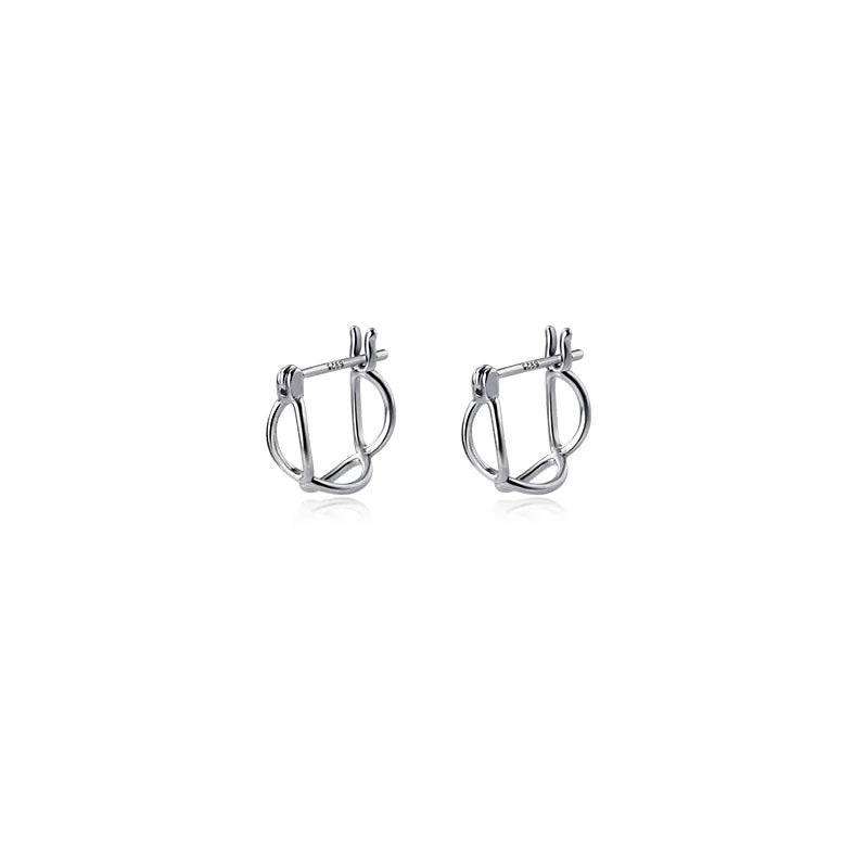 925 Sterling Silver Cross Oval Huggie Earrings