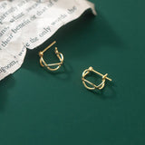 925 Sterling Silver Cross Oval Huggie Earrings