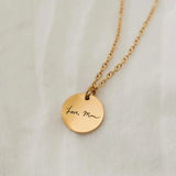 13mm Handwriting Necklace - Personalized Disc - Memorial Gift