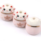 13mm Ceramic Cat Loose Beads DIY Jewelry Making Straight Hole