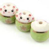 13mm Ceramic Cat Loose Beads DIY Jewelry Making Straight Hole