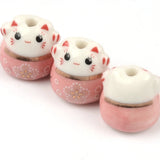 13mm Ceramic Cat Loose Beads DIY Jewelry Making Straight Hole