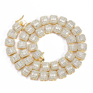 13mm Baguette Chain Rhinestone Link Choker Necklace
