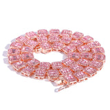 13mm Baguette Chain Rhinestone Link Choker Necklace
