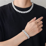 13mm Baguette Chain Rhinestone Link Choker Necklace