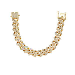 13mm CZ Brass Bracelet Micropave Prong Setting BB010