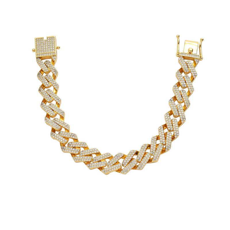 13mm CZ Brass Bracelet Micropave Prong Setting BB010