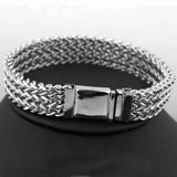 316L Stainless Steel Silver Flat Chain Men's Bracelet 9inch Long