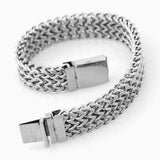 316L Stainless Steel Silver Flat Chain Men's Bracelet 9inch Long
