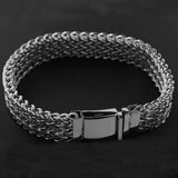 316L Stainless Steel Silver Flat Chain Men's Bracelet 9inch Long