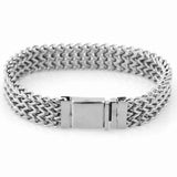 316L Stainless Steel Silver Flat Chain Men's Bracelet 9inch Long