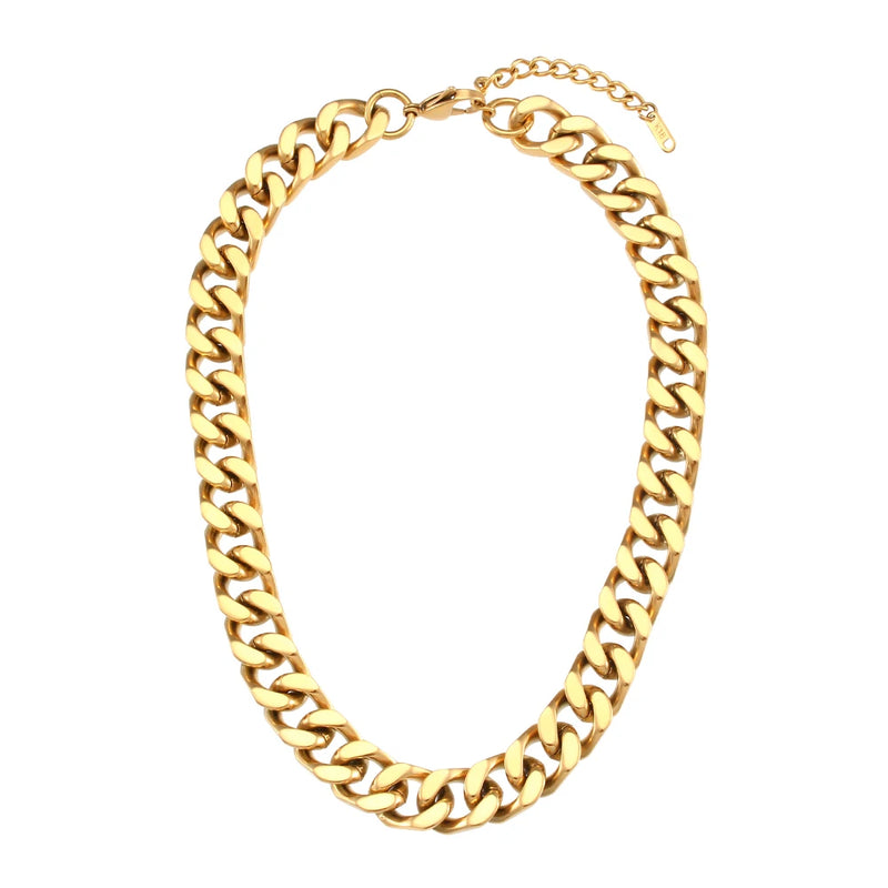 18k Plated Cuban Chain Necklace for Men Women - Hip Hop Thick Choker Jewelry