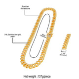 13mm Iced Out Cuban Necklace Chain Silver CZ Clasp Hip Hop Jewelry Choker