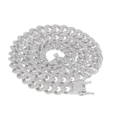 13mm Iced Out Cuban Necklace Chain Silver CZ Clasp Hip Hop Jewelry Choker
