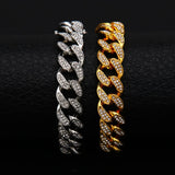13mm Iced Out Cuban Necklace Chain Silver CZ Clasp Hip Hop Jewelry Choker
