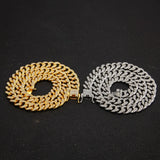 13mm Iced Out Cuban Necklace Chain Silver CZ Clasp Hip Hop Jewelry Choker