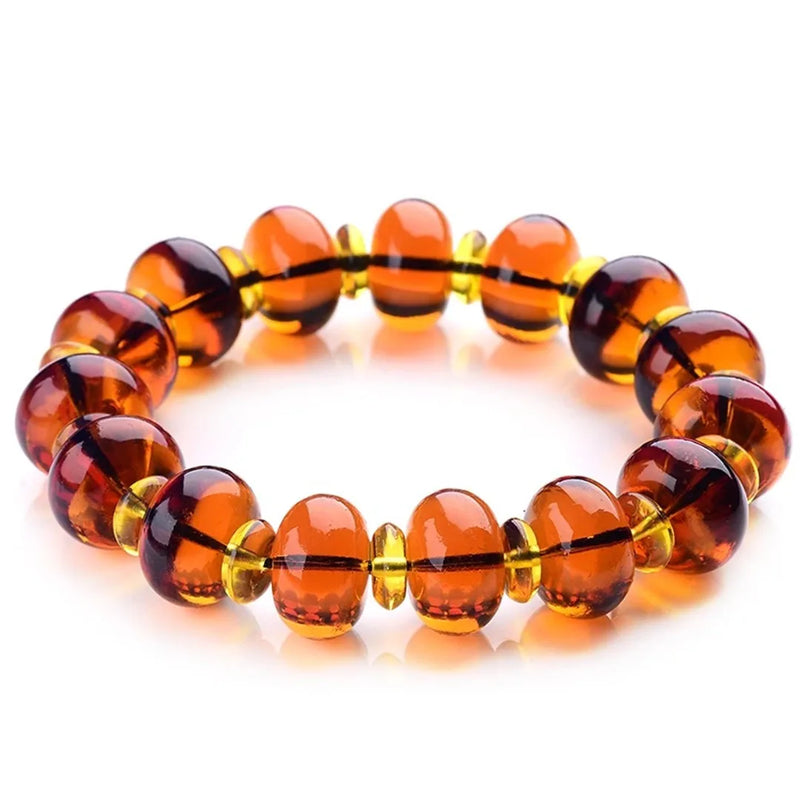 13mm Natural Amber Bracelet Jewelry For Women Men Dominican Round Beads