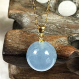 Natural Aquamarine Pendant Necklace For Women Lady Men Love Gift Crystal Beads