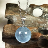Natural Aquamarine Pendant Necklace For Women Lady Men Love Gift Crystal Beads