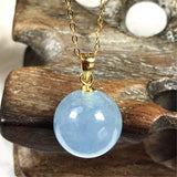 Natural Aquamarine Pendant Necklace For Women Lady Men Love Gift Crystal Beads