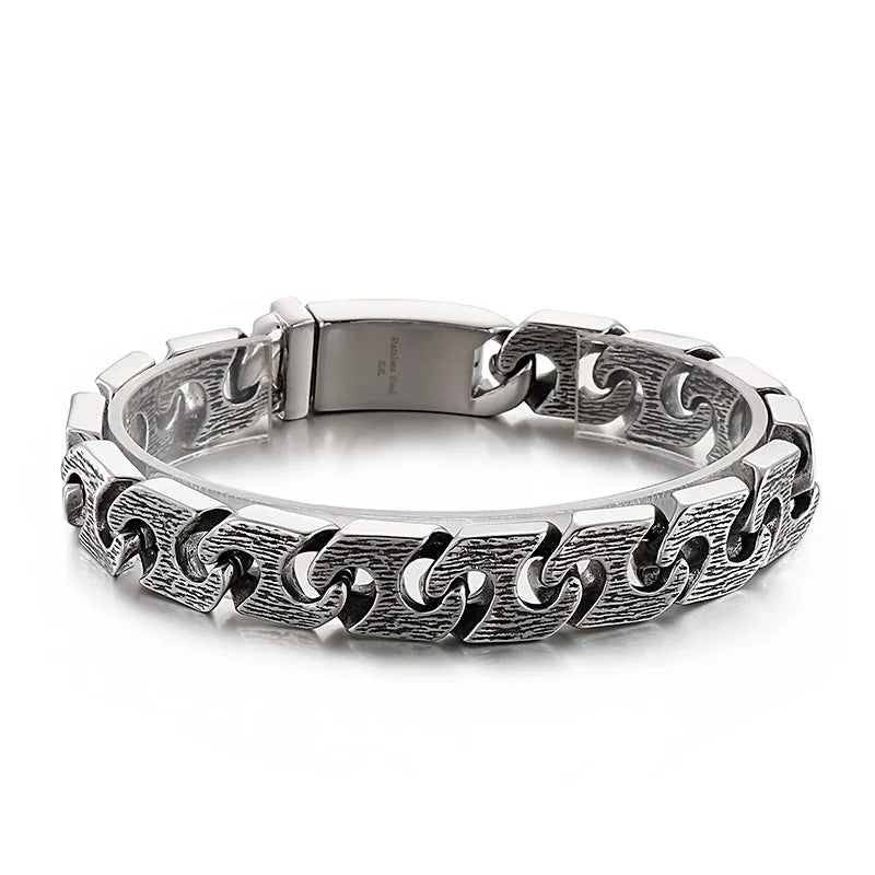 13mm Vintage Link Chain Bracelet Men 316L Stainless Steel