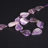 13pcs Amethyst Flat Heart-Shaped Slab Beads, Purple Crystal Quartz Slice Pendant