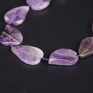 13pcs Amethyst Flat Heart-Shaped Slab Beads, Purple Crystal Quartz Slice Pendant
