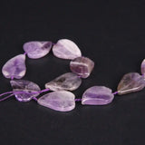 13pcs Amethyst Flat Heart-Shaped Slab Beads, Purple Crystal Quartz Slice Pendant