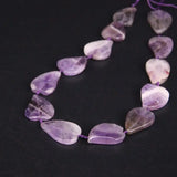 13pcs Amethyst Flat Heart-Shaped Slab Beads, Purple Crystal Quartz Slice Pendant