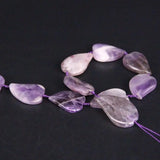 13pcs Amethyst Flat Heart-Shaped Slab Beads, Purple Crystal Quartz Slice Pendant