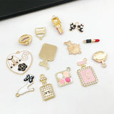 13pcs Zinc Alloy Enamel Mix Lipstick Perfume Charms Pendant DIY Jewelry