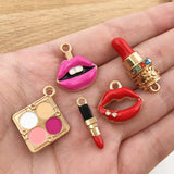 13pcs Zinc Alloy Enamel Mix Lipstick Perfume Charms Pendant DIY Jewelry