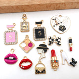 13pcs Zinc Alloy Enamel Mix Lipstick Perfume Charms Pendant DIY Jewelry