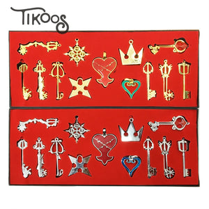 13pcs/set Kingdom Hearts Necklace Keychain Pendants Cosplay Jewelry Gift