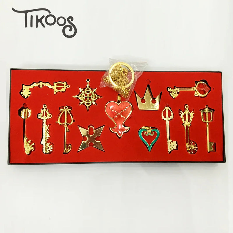 13pcs/set Kingdom Hearts Necklace Keychain Pendants Cosplay Jewelry Gift