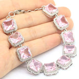 Delicate Pink Kunzite Purple Spinel CZ Silver Bracelet