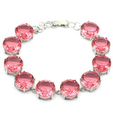 Pink Morganite Aquamarine Bracelet 13x13mm Gemstone