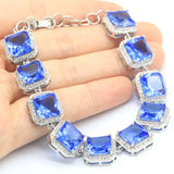 Garnet Green Peridot Tanzanite Drop Silver Bracelet for Women