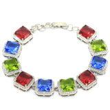 Garnet Green Peridot Tanzanite Drop Silver Bracelet for Women