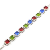 Garnet Green Peridot Tanzanite Drop Silver Bracelet for Women