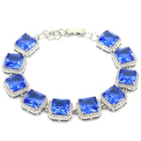 Garnet Green Peridot Tanzanite Drop Silver Bracelet for Women