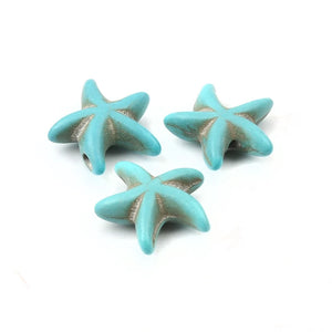 Starfish Turquoises Stone Beads 13x13mm for DIY Charms Bracelet Necklace