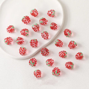 13x15mm Strawberry Bead Lampork Bead Fruit Loose Bead DIY Jewelry Making
