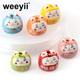 13x15mm Little Blessing Cat Animal Ceramic Loose Beads For Jewelry Making