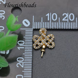13x17mm Paved CZ Beads Clip for DIY Jewelry Making 20pcs/Lot