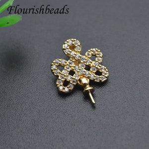 13x17mm Paved CZ Beads Clip for DIY Jewelry Making 20pcs/Lot